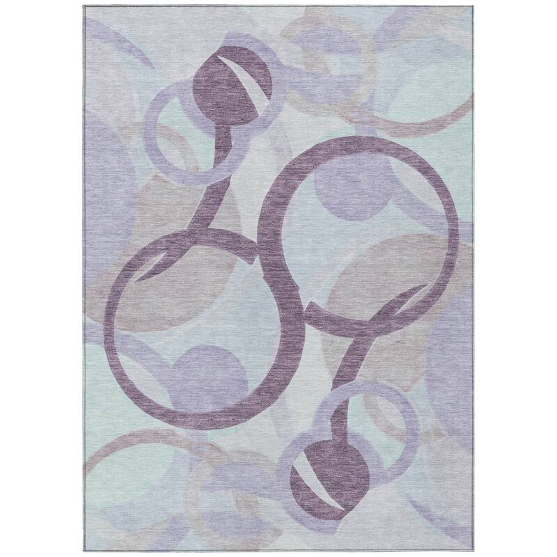 Machine Washable Indoor/Outdoor Contemporary Deco Chantille Rug