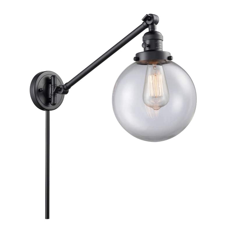 Innovations Lighting Beacon Single Light 8" Wide Wall Sconce / Pendant - Matte Black / Clear