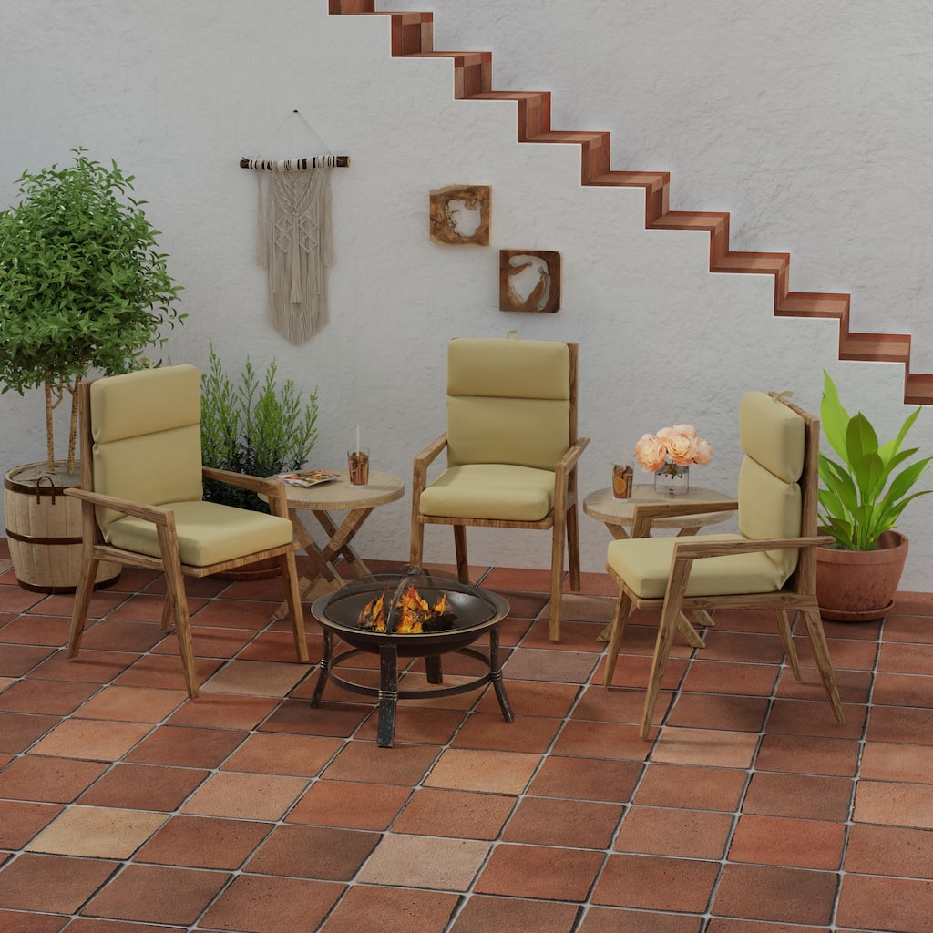 Sunbrella 22" x 44" Beige Solid Outdoor Chair Cushion with Ties and Loop - 44'' L x 22'' W x 4'' H
