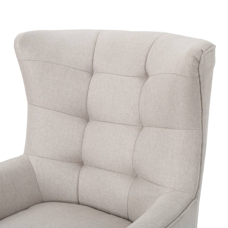Roomfitters Mid-Century Modern Accent Chair with Tufted Back and Wood Legs, Upholstered Lounge Chair
