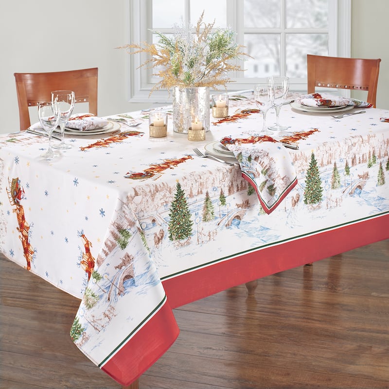 Santa's Snowy Sleighride Tablecloth - 60"x102"