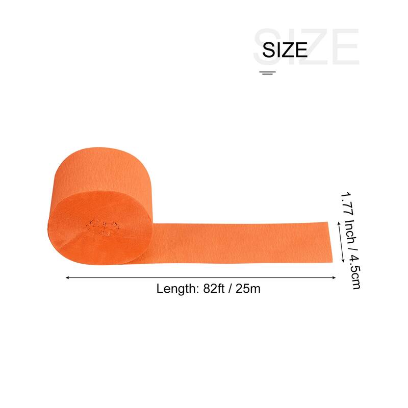 3pcs Crepe Paper Streamer Decoration 82ft Long 1.77 Inch Wide - Orange