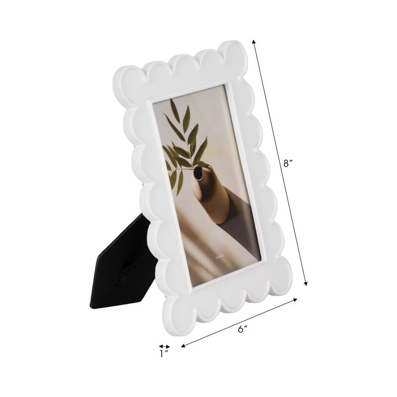 Resin Scalloped Edge Decorative Photo Frame - White