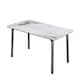 Minimalist Dining Table with Rectangular Sintered Stone and Tempered Glass Tabletop, Big Robust Aluminum Legs