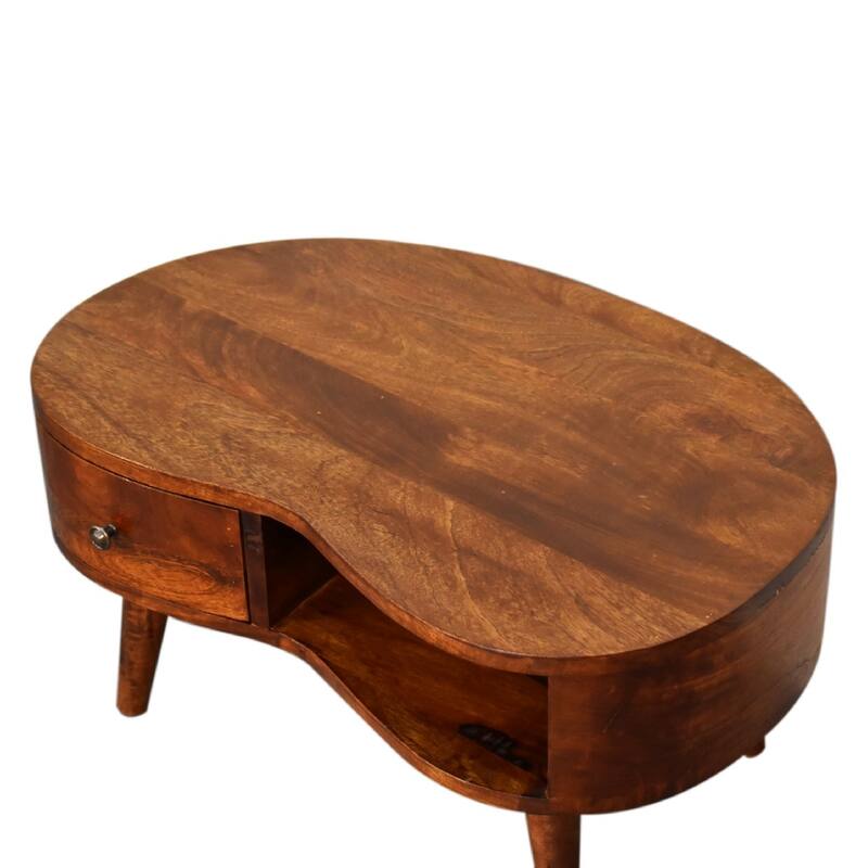 Artisan Furniture Chestnut Solid Wood Mini Wave Coffee Table, Brown with 1 Drawer