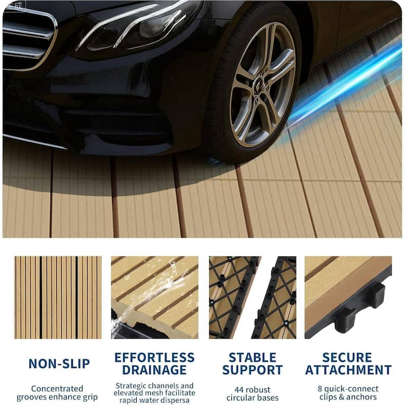 9-Pack 12"X12" Interlocking Patio Flooring Tiles for Patio, Balcony, Porch, Poolside
