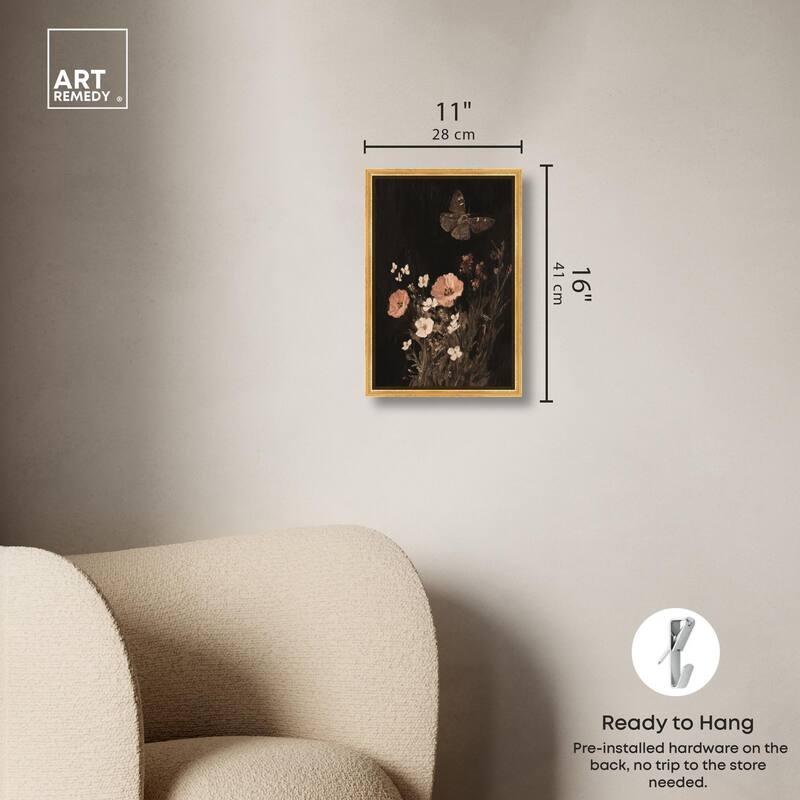 Poppy and Moth I Canvas by Art Remedy