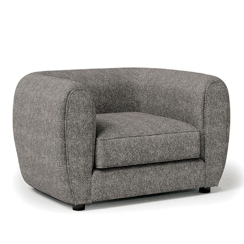Dly Sofa Chair, Charcoal Gray Boucle, Black Wood, Tuxedo-Inspired Design