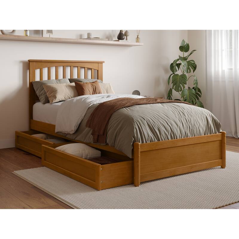 Everett Platform Bed with Panel Footboard and Storage Drawers