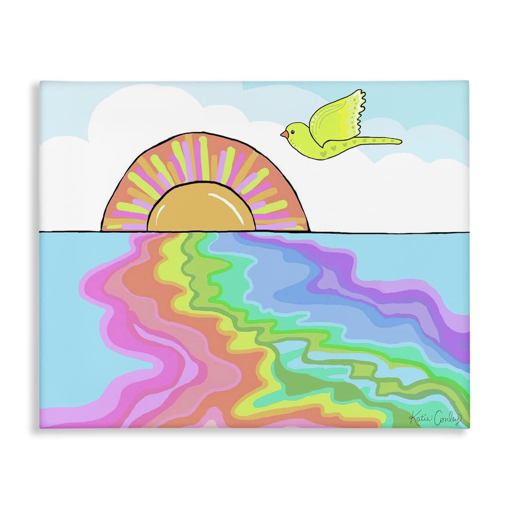 Stupell Swirling Rainbow Sea Reflection Canvas Wall Art Design By Katie Conley