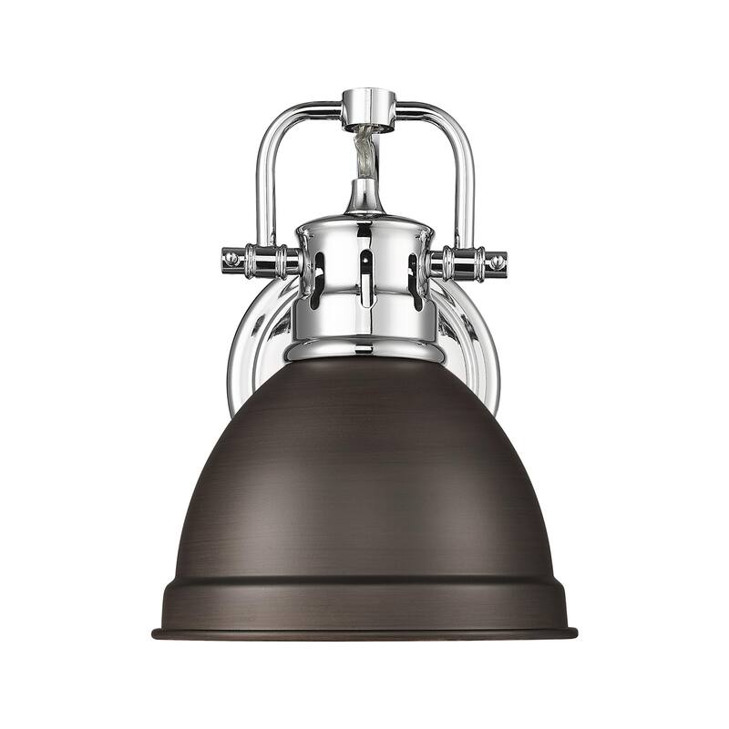 Yep by Golden Lighting Duncan 1-light Vanity in Chrome and Rubbed Bronze shade