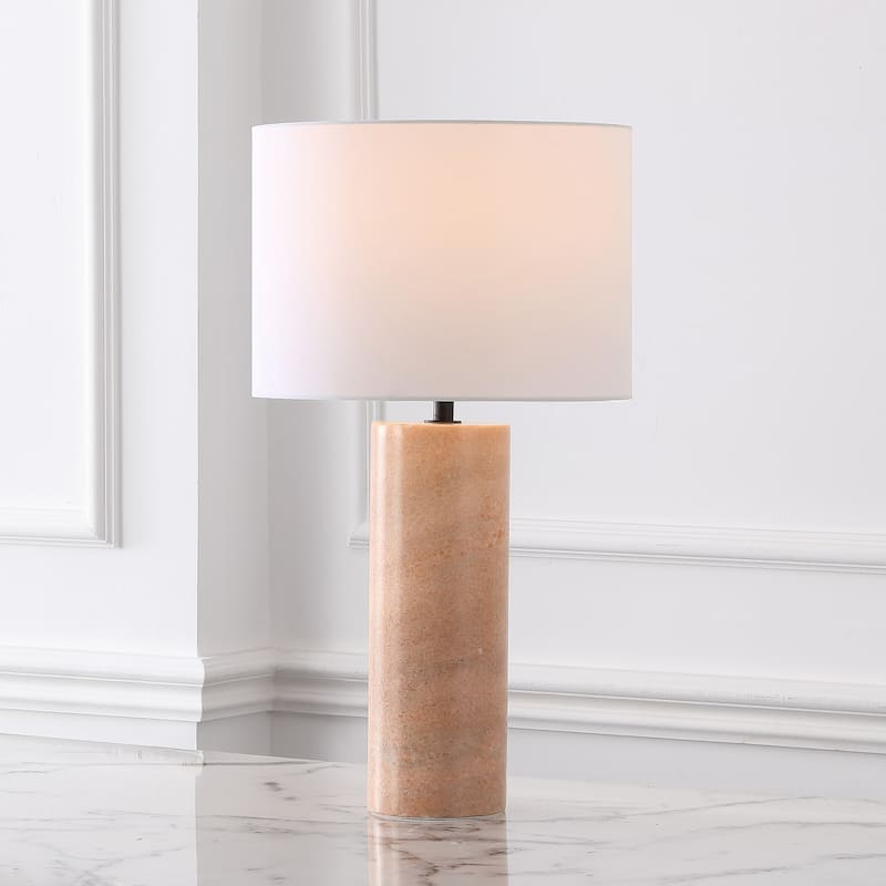 SAFAVIEH Couture Jillianna Round Marble Table Lamp - 1"W x 14"D x 25"H - Grey/White