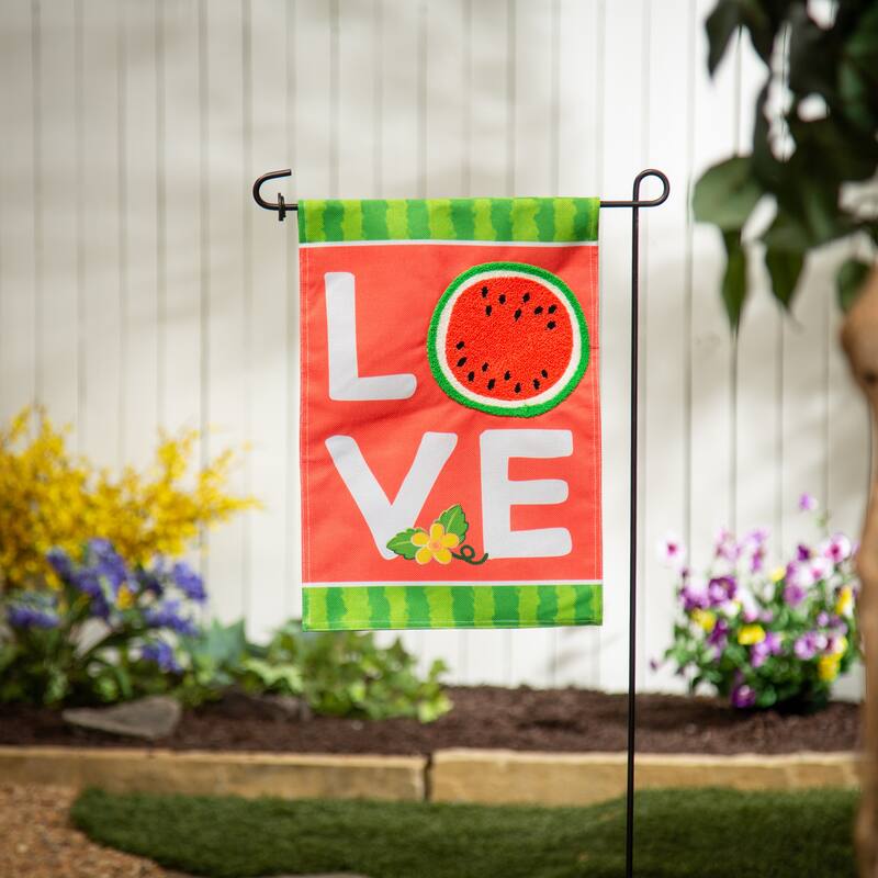 Watermelon Love Burlap Garden Flag
