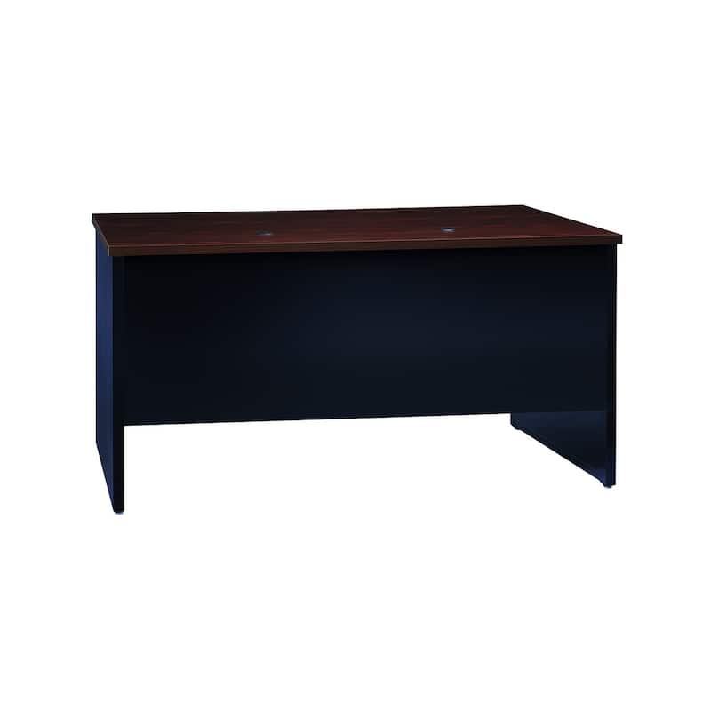 Hirsh Executive Office Modular Double Pedestal File Office Desk, 30" D x 60" W, Black / Walnut