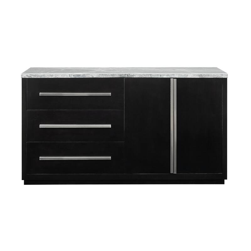Camila - Gray Marble Top Server - Dark Gray - Dark Gray
