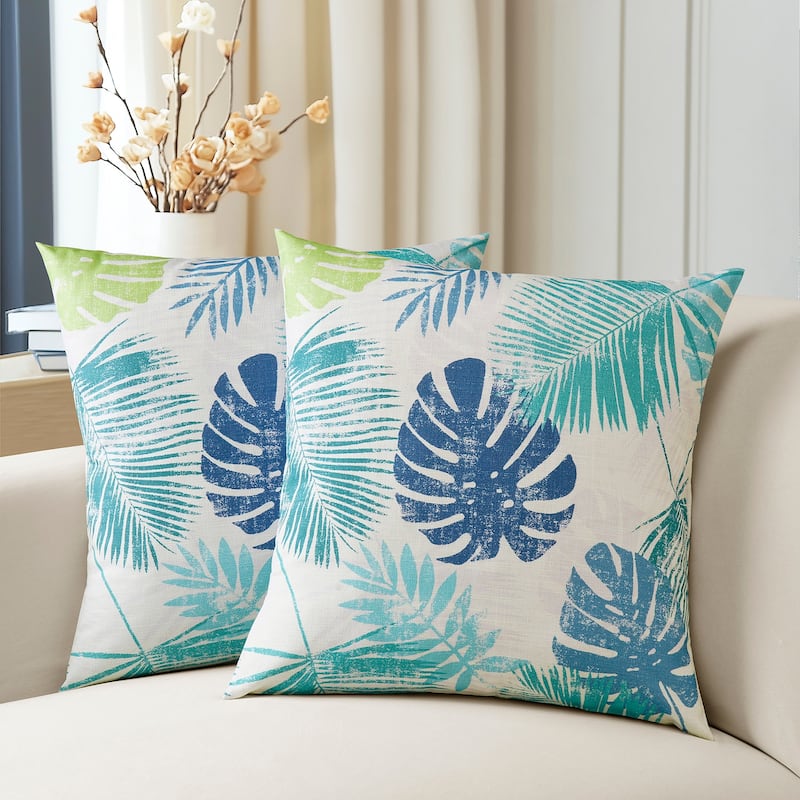 Exclusive Fabrics Printed Cotton Throw Pillow Covers 18 X 18 - Textured Decorative Pillow Covers (Set of 2)