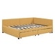 preview thumbnail 57 of 98, L-Shaped Backrest Daybed Upholstered Daybed Frame Classic Wood Slats Design with 2 Storage Drawers or Trundle, Full Size