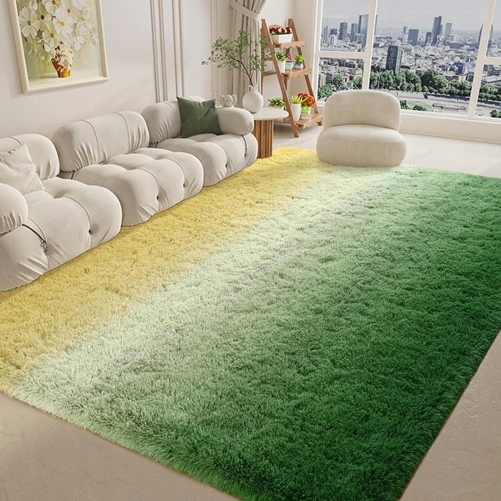 Shaggy Home Decor Carpet Luxury Gradient Rug for Living Room Bedroom