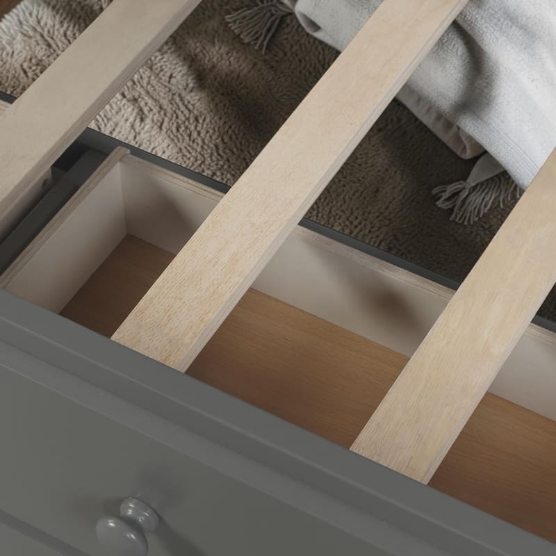 Twin Over Twin Bunk Bed with Trundle and 3 Drawers, Wooden Bunk Bed with Ladder and Safety Rails, Space Saving