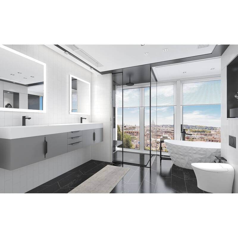 Amazon 84" Wall Mounted Double Bathroom Vanity Set w/ White Top