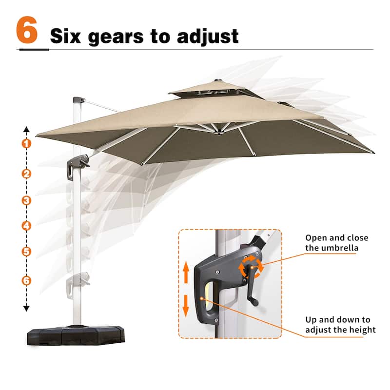 PURPLE LEAF 10 x 13ft Outdoor Rectangle Large Cantilever Umbrella with Base