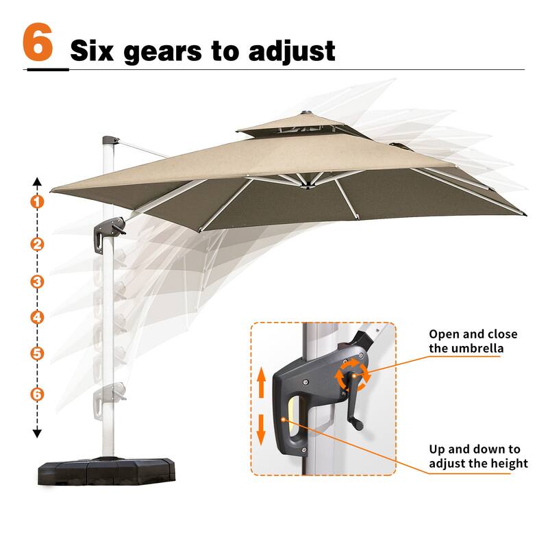 PURPLE LEAF 10ft Square Patio Offset Cantilever Umbrella with Base Included