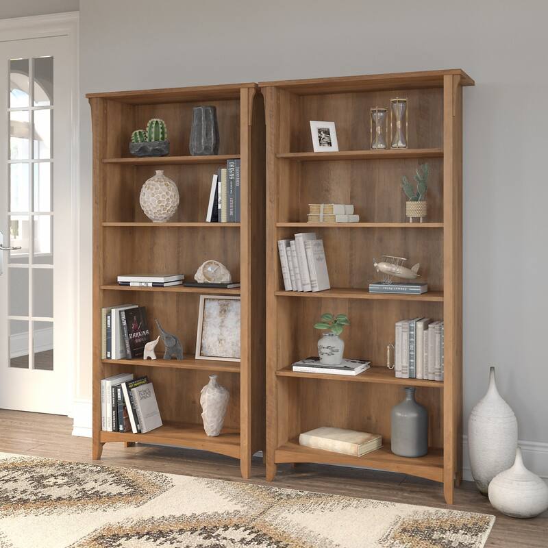 Salinas Tall 5-shelf Bookcase (Set of 2) by Bush Furniture - Reclaimed Pine