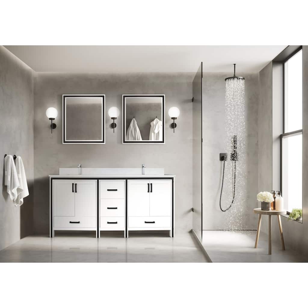Lexora Ziva 72 inch Double Bathroom Vanity Countertop Sink and Mirror