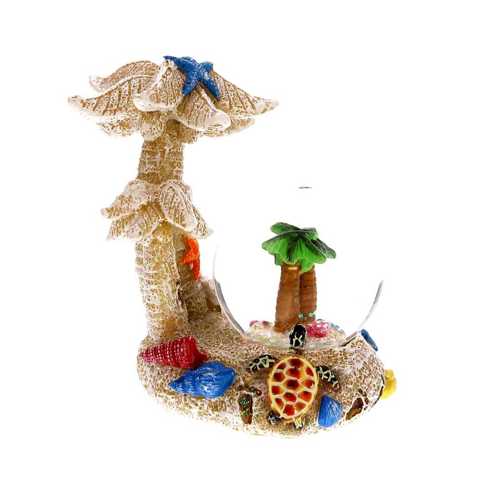 CoTa Global Beach Palm Tree Snow Globe with Sparkling Glitter - Bed