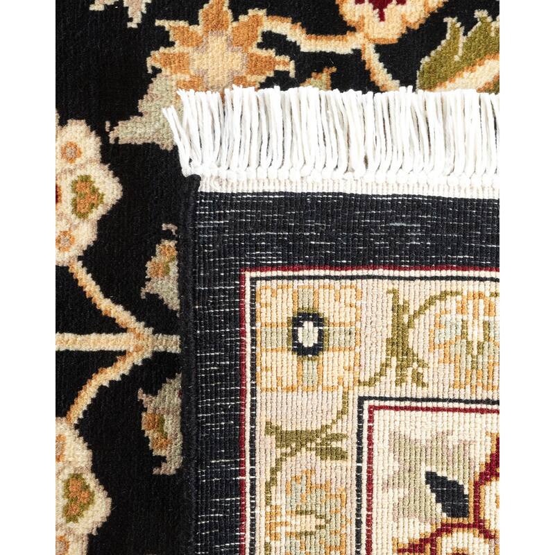 Overton Handknotted Wool Traditional Oriental Black Area Rug - 6' x 9'