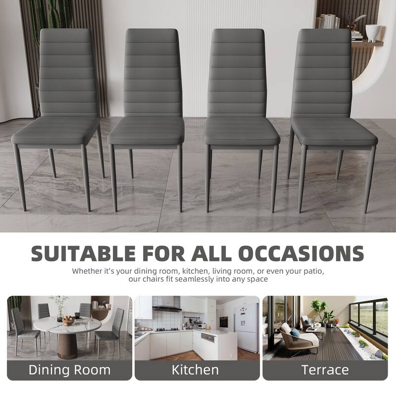 Modern Faux Leather Upholstered Dining Chair (Set of 4)