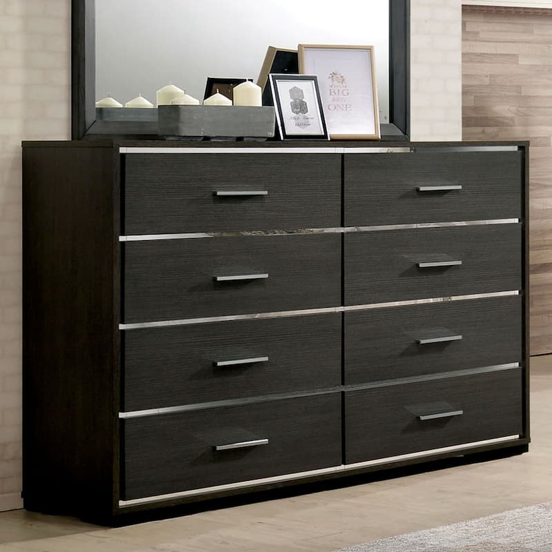 Furniture of America Kastela Contemporary Grey 2-Piece Nightstand and Dresser Set with USB Ports