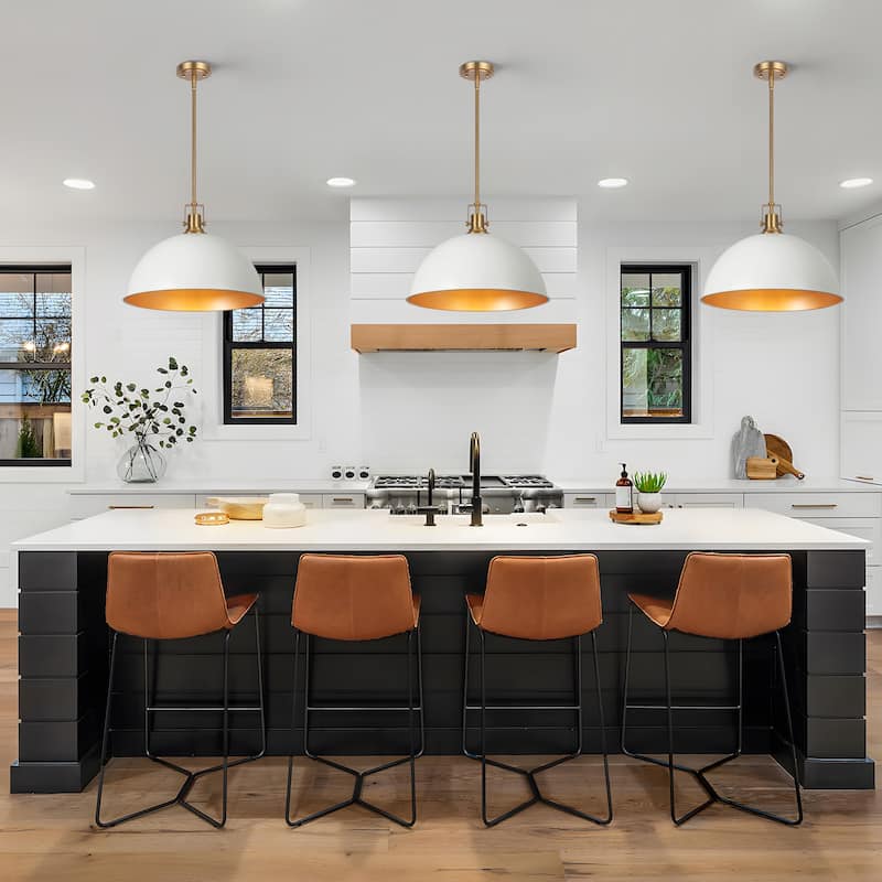Modern Industrial 1-Light Dome Metal Pendant Light for Kitchen Island