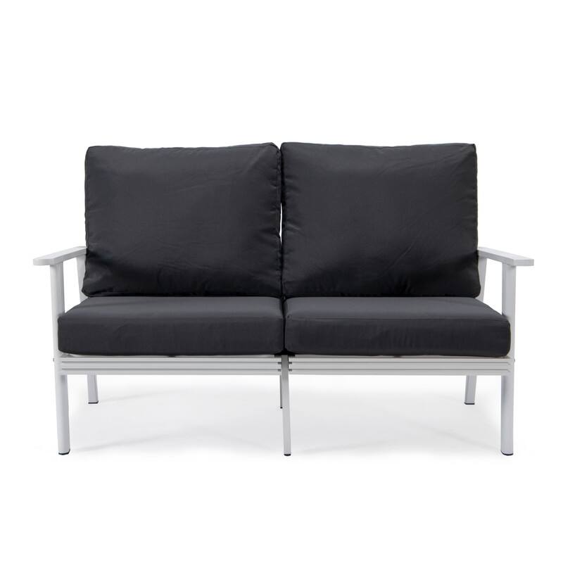 Walbrooke Polyester Upholstered Aluminum Frame Outdoor Loveseat with Powder-Coated Finish and Removable Cushion Covers - 56.69