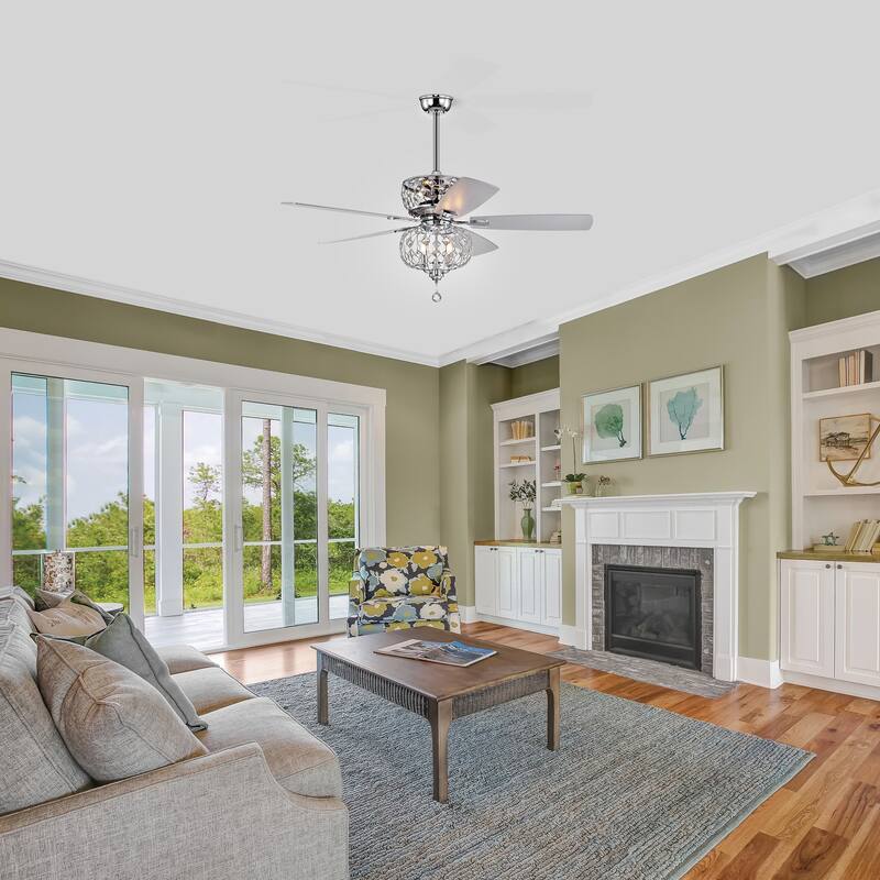 Ariana Chrome 52-inch Indoor Ceiling Fan with Crystal Light Kit