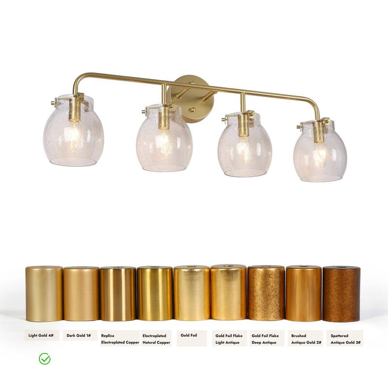 2/3/4-Light Modern Gold Bathroom Vanity Light Dimmable Seeded Glass Wall Sconces