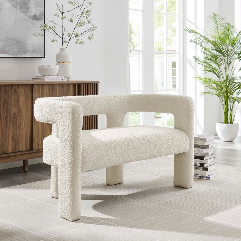 Kayla Boucle Upholstered Loveseat - Ivory