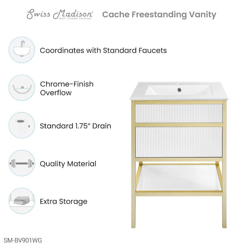 Swiss Madison SM-BV901 Cache 24" Free Standing Single Basin Vanity Set