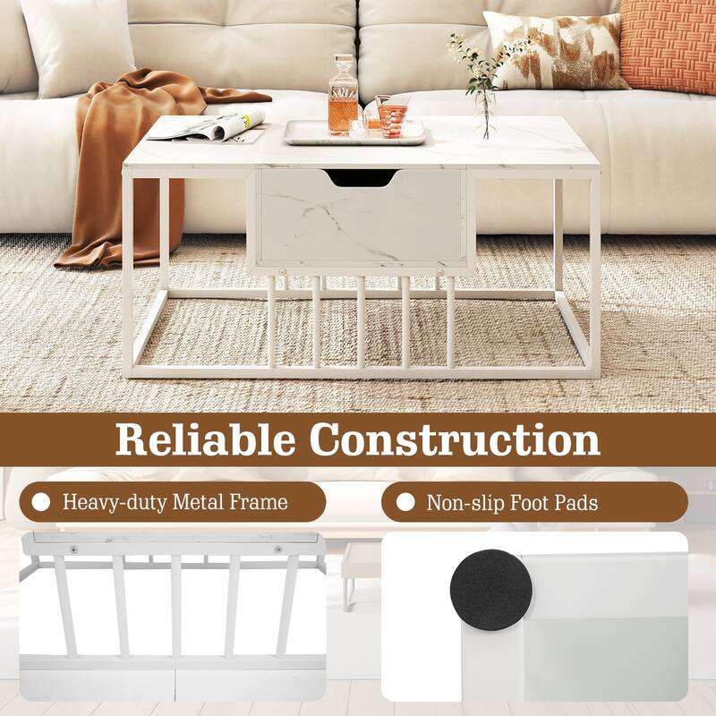 Gymax Lift-Top Coffee Table w/ Hidden Storage & Heavy-Duty Metal Frame