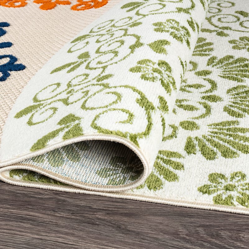 Verona Contemporary Floral Circles Indoor/Outdoor Area Rug
