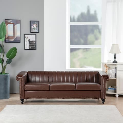 Waterproof Simplify & Elegant PU Leather 3 Seater Sofa