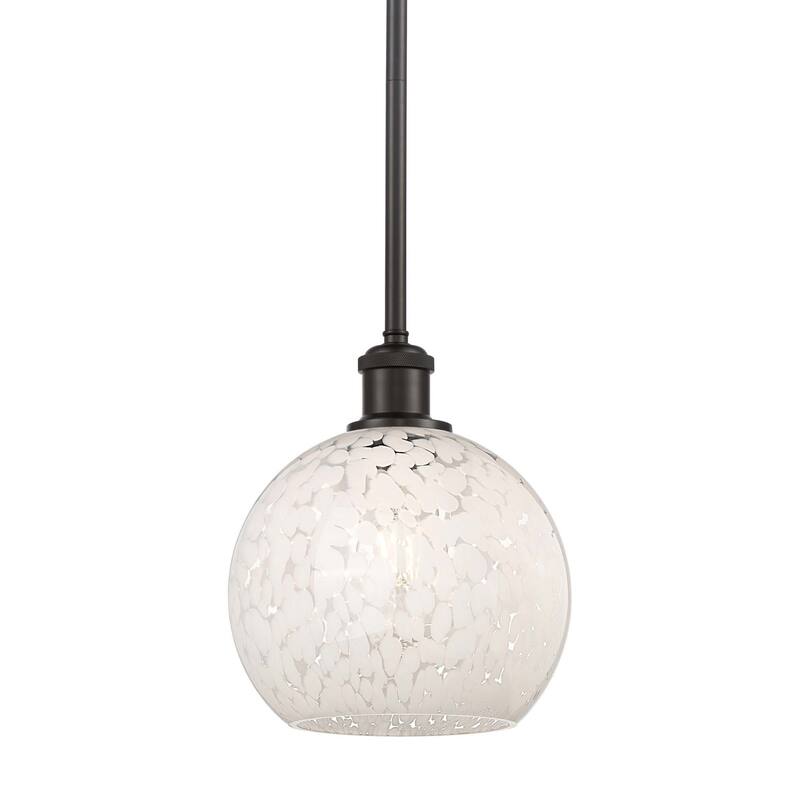 Innovations Lighting 516-1S-10-8 White Mouchette Pendant White - Oil Rubbed Bronze / White Mouchette
