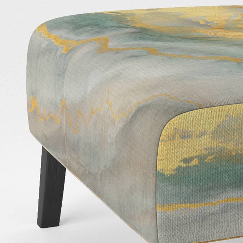 Designart "Coast Blue Sea Waves Watercolour" Upholstered Abstract Accent Chair - Modern Arm Chair For Bedroom