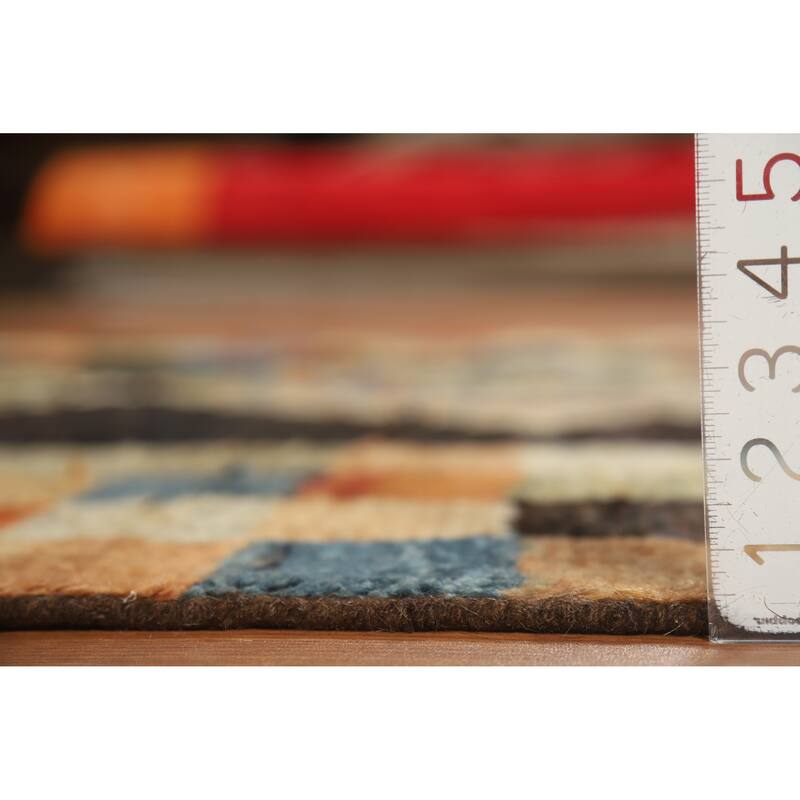 Checkered Moroccan Oriental Area Rug Handmade Wool Carpet - 6'0" x 7'8"