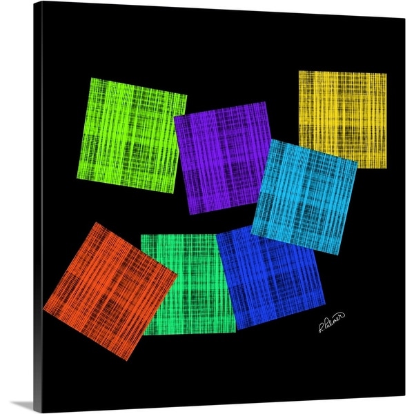 "Colored Squares On Black" Canvas Wall Art