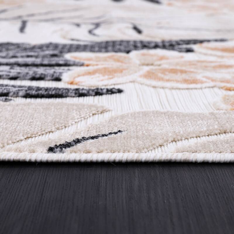 VILLADECOR Leaf Indoor Outdoor Area Rug Low High Pile Rugs For Patio