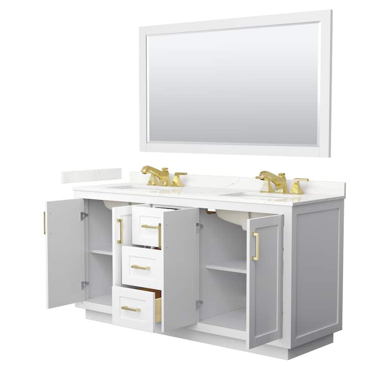 Miranda 66-inch Double Vanity, Quartz Top, 58-inch Mirror
