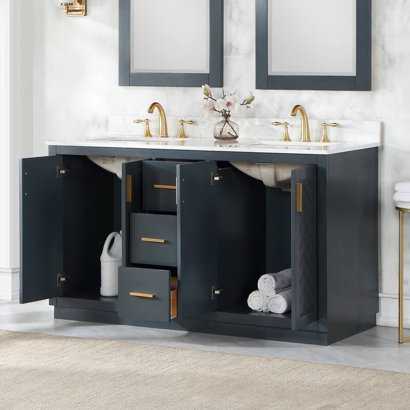Altair Gazsi Bathroom Vanity with Composite Stone Countertop without Mirror