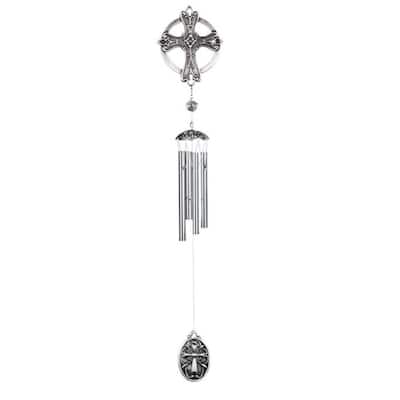 Q-Max 28" Long Pewter Cross Wind Chime