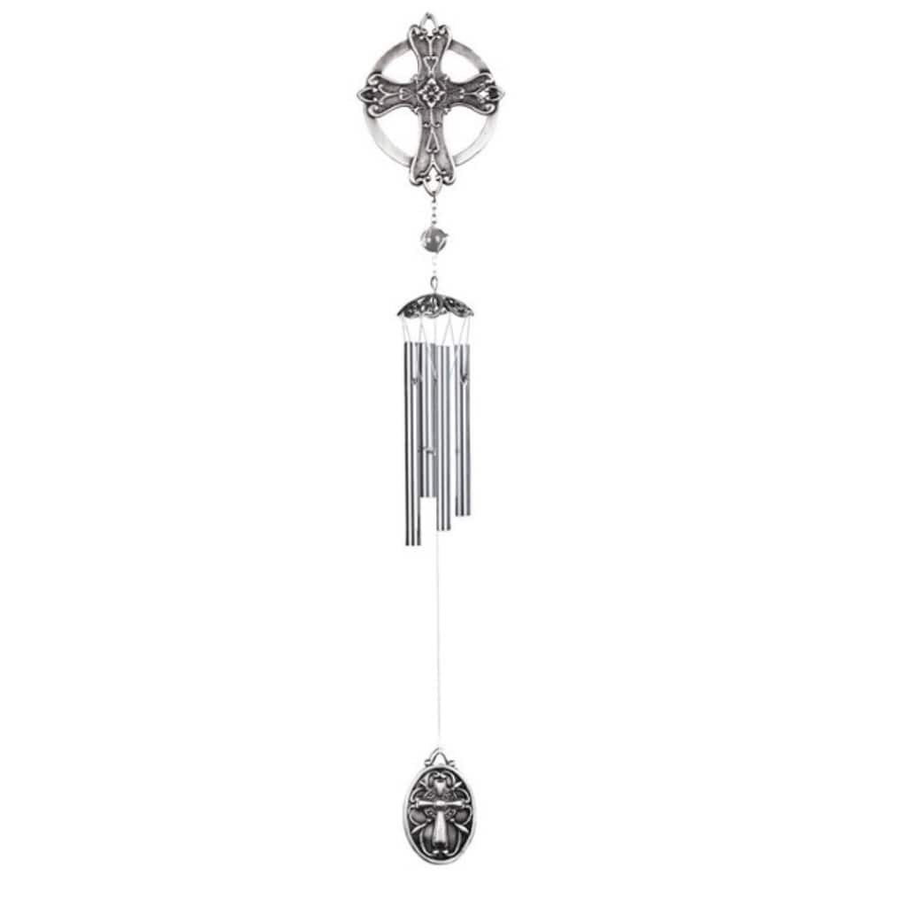 Q-Max 28" Long Pewter Cross Wind Chime